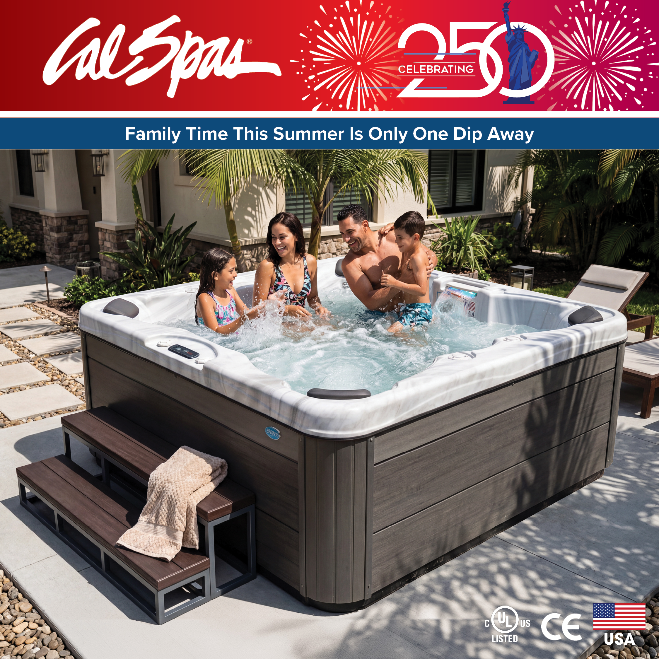 Calspas hot tub being used in a family setting - Ellisville